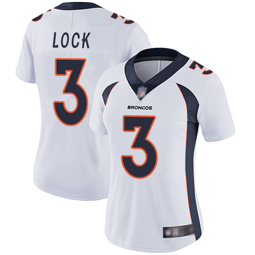 Denver Broncos Limited Women White Drew Lock Road Jersey #3 Vapor Untouchable NFL Football->youth nfl jersey->Youth Jersey